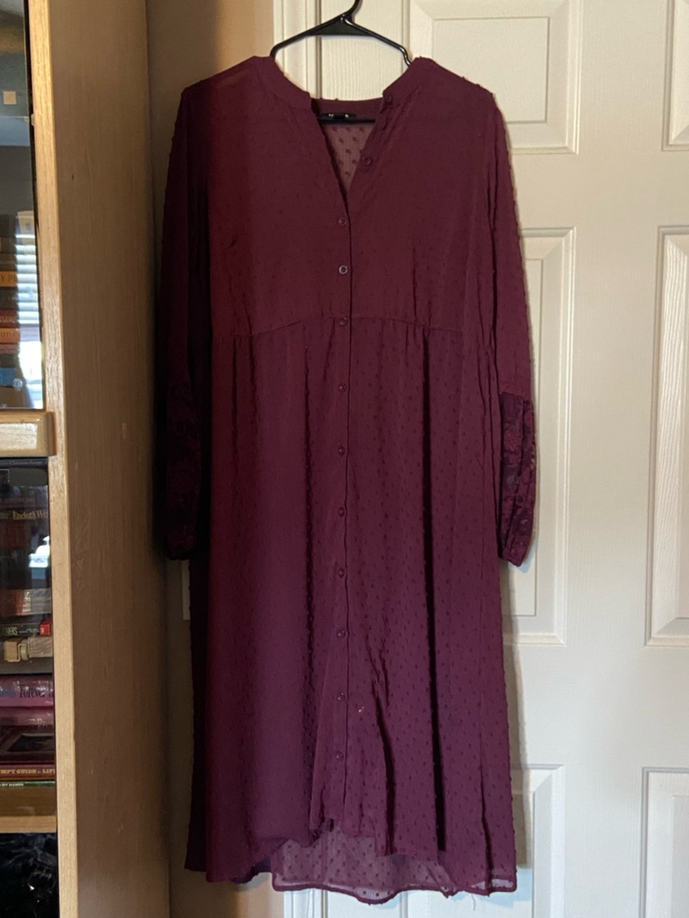torrid Burgundy Button-Front Long Sleeve Midi Dress